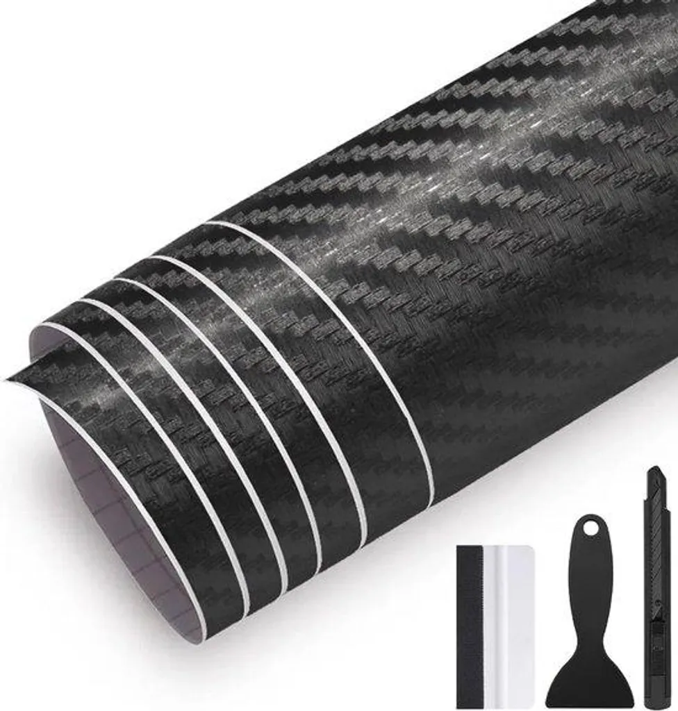 Film Carbone Anti-Bulles 300cm - Vinyle Adhésif Étanche pour Auto et Moto