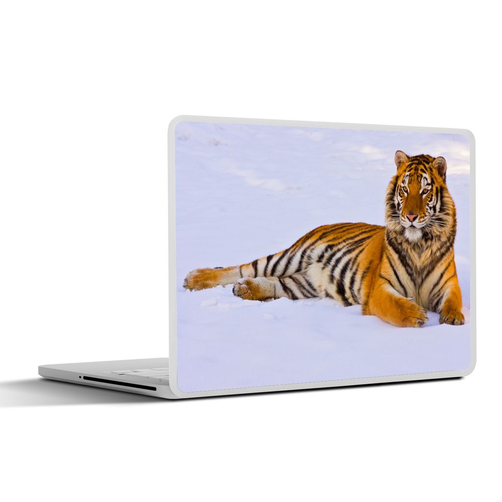 MuchoWow Laptop Aufkleber Sticker Cover Tiger - Schnee - Winter - Tiere 31x22.5 cm - Laptop-Deko