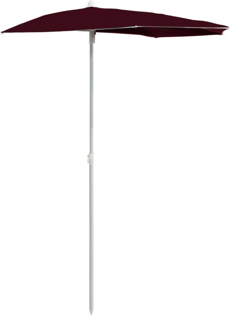 vidaXL Polovičný slnečník so stožiarom 180x90 cm Bordeaux Obrázok produktu 