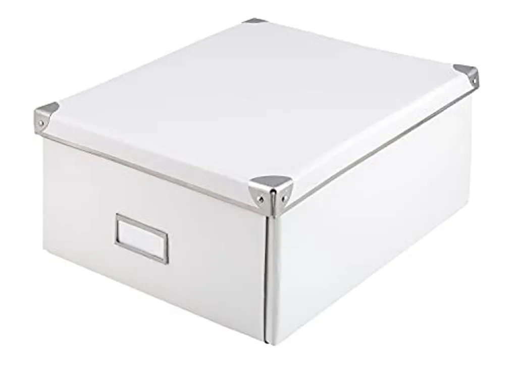 Bac de rangement blanc pliable avec couvercle rigide de 36x28x17 cm