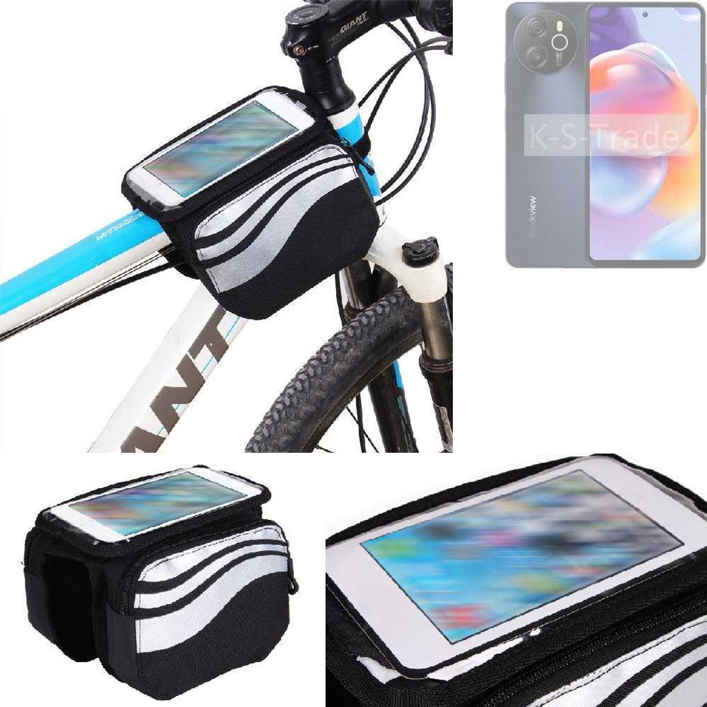 K-S-Trade Rahmentasche Fahrrad-Halterung kompatibel mit Blackview Shark 8 Rahmenhalterung Fahrrad Handyhalterung Fahrradtasche Handy Smartphone