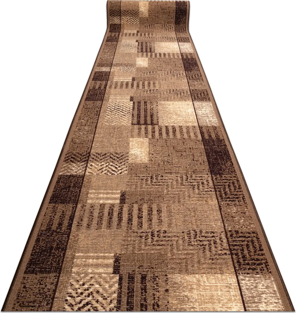 Tapis de course caoutchouté ESSENZA beige et marron - 100x430 cm