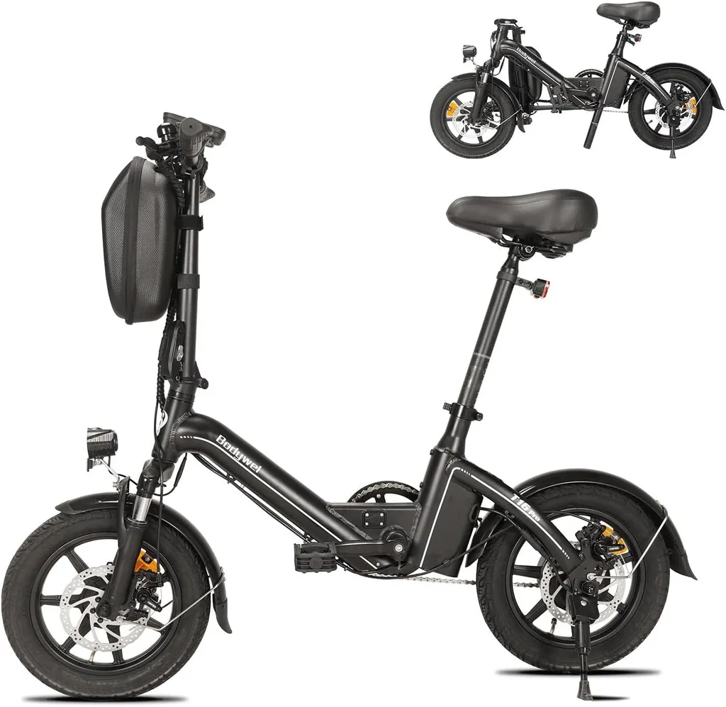 Vélo électrique urbain pliable 14 pouces idéal vélotaf mixte noir