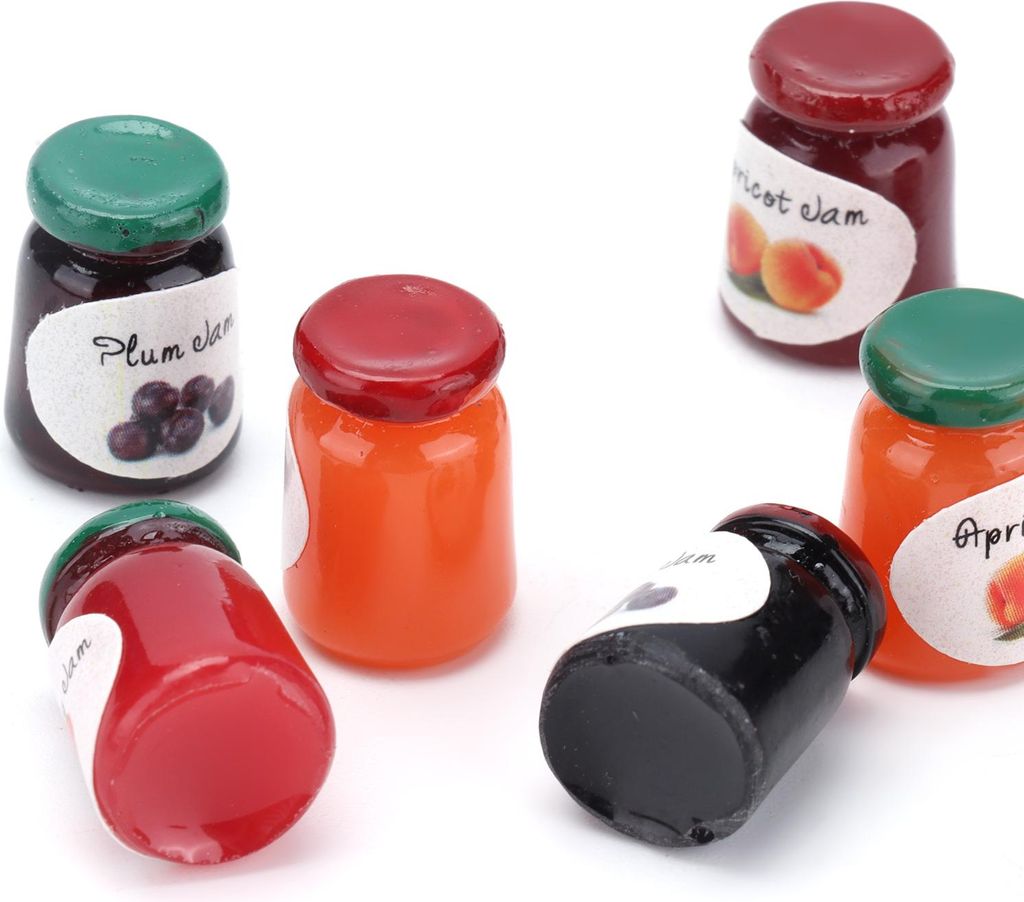 8 Stück Mini Jams 1:12 Simulation Miniatur-Szenenmodelle Puppenhaus-Zubehör für über 3 Jahre alt