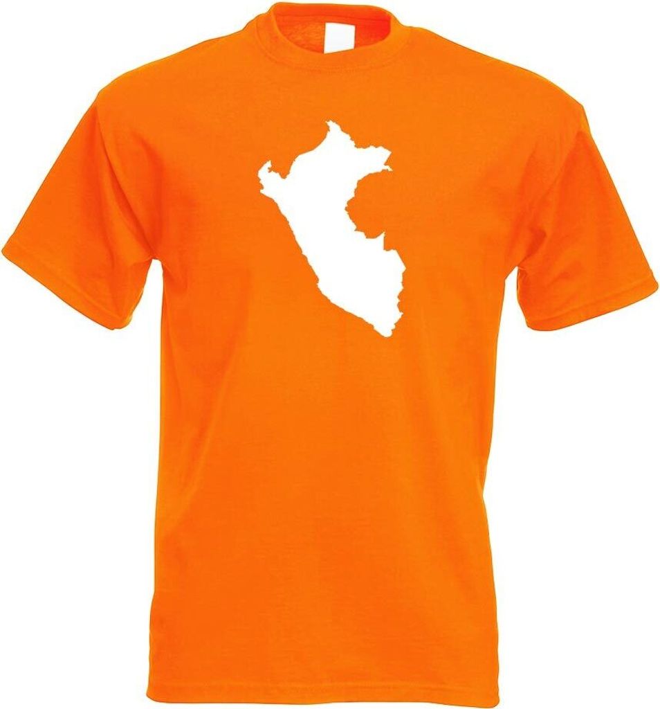 Kiwistar - T-Shirt - orange - Peru Umriss Kontur Herren Funshirt Bedruckt Design Sprüche Spruch Motive - mit Motiv Bedruckt - Funshirt Design - Sp...