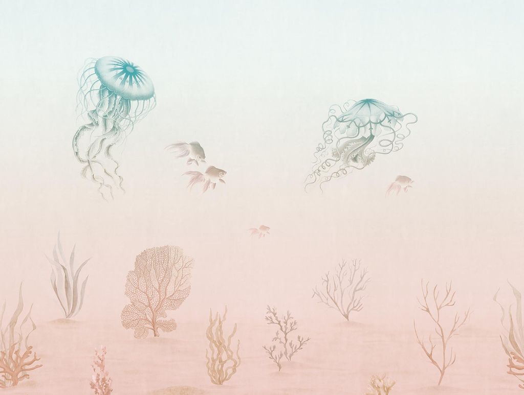 Sanders & Sanders Fototapete Unterwasserwelt Blau und Rosa 371 x 280 cm