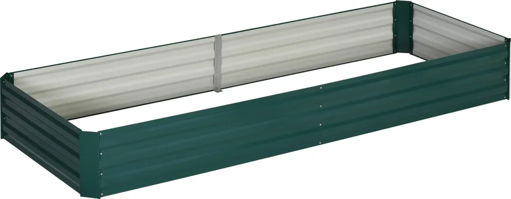 Outsunny Jardinière Carré Potager de Jardin 241x90x30 cm Acier Vert Foncé