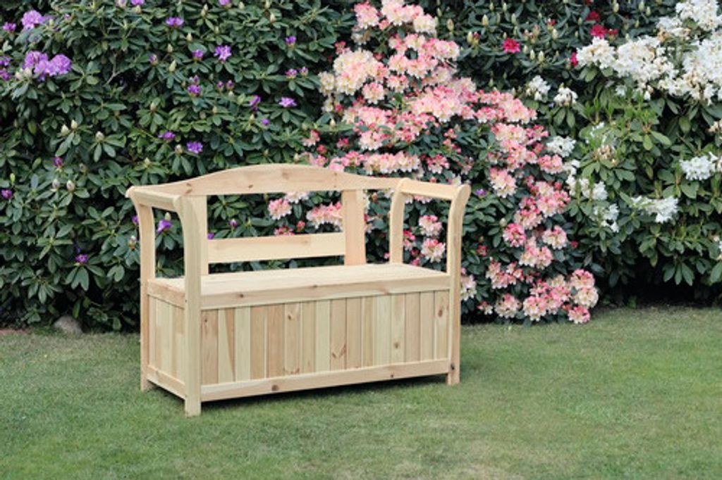 Friesenbank mit Kissenbox Holz 3 Sitzer natur