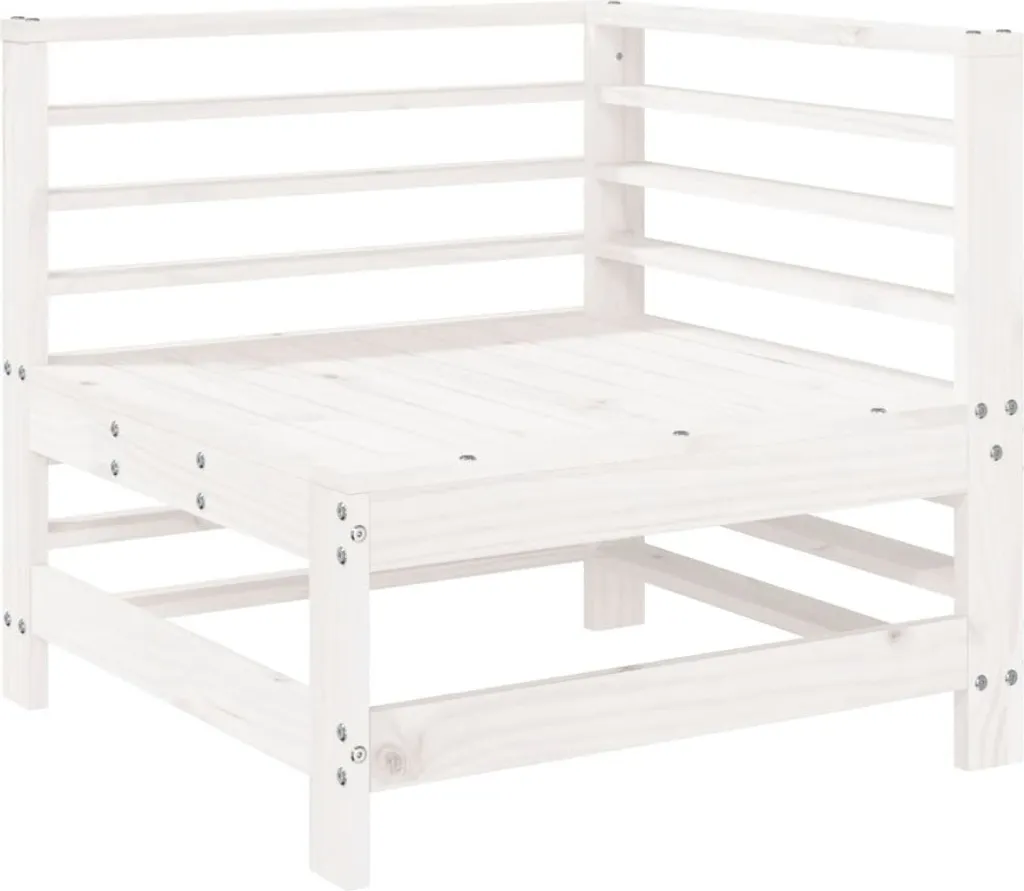 Divano Angolare Outdoor SYFAX™ Bianco Legno di Pino Design Doghe