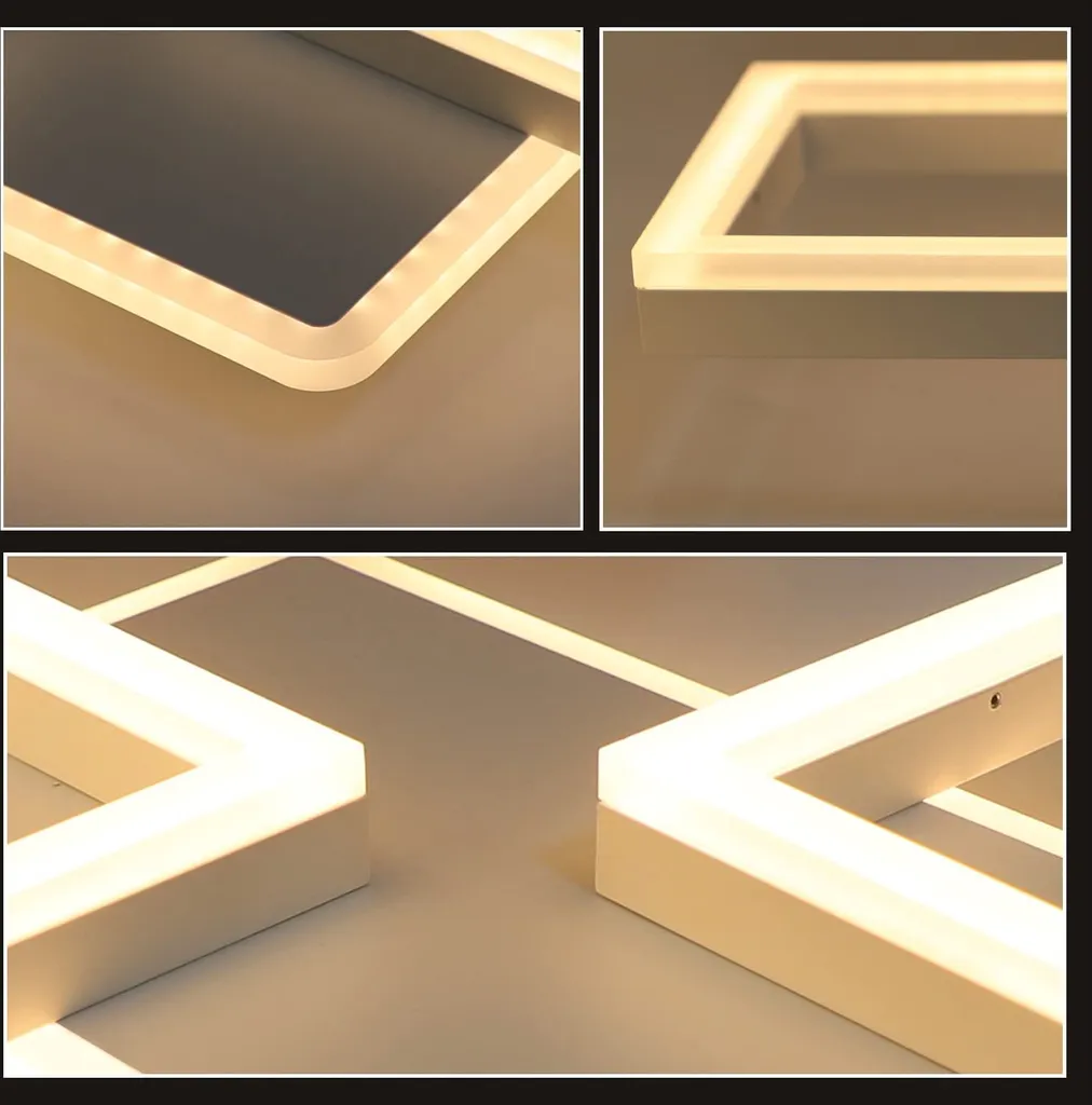 ZMH Plafonnier LED Chambre Dimmable 48W avec Télécommande Design Carré - 8