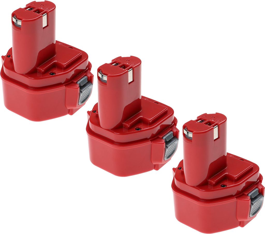 EXTENSILO 3x Akku Ersatz für Makita 192598-2, 192597-4, 1234, 1233, 1250, 192536-4, 1235, 1235F, 1222, 1220 für Werkzeug (3300 mAh, NiMH, 12 V)