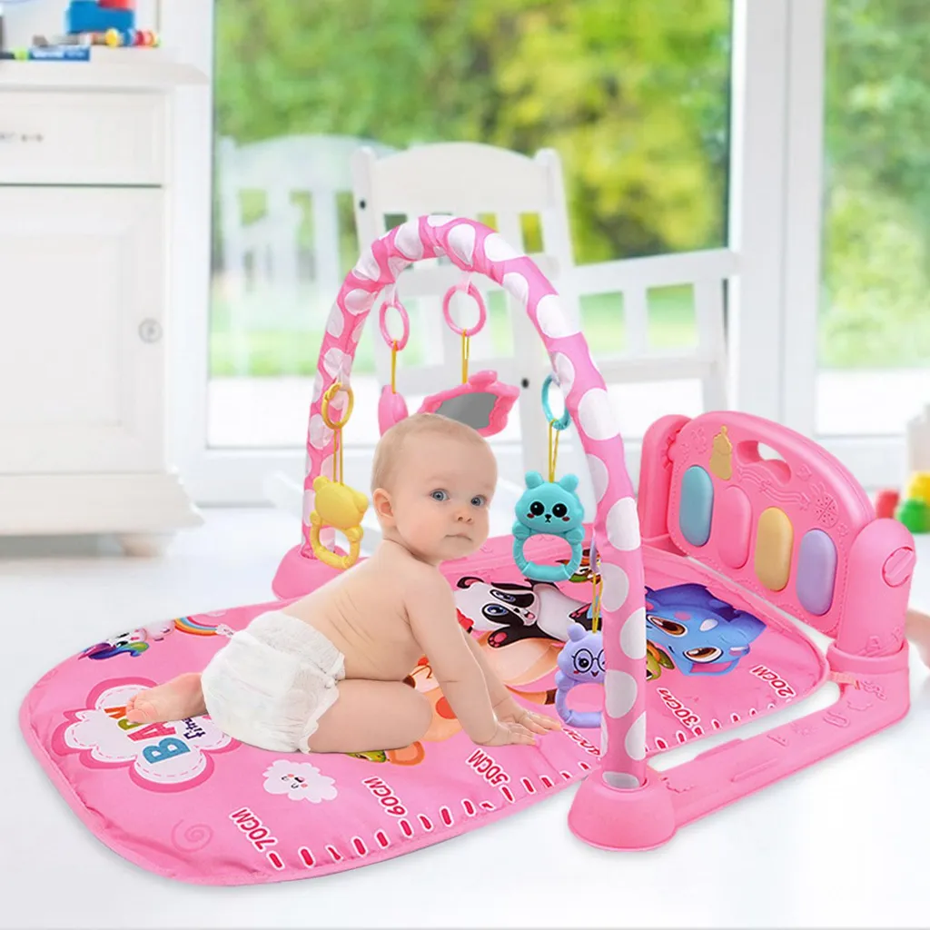 Aire d'éveil interactive pour bébé avec portique de jeux et piano de sol
