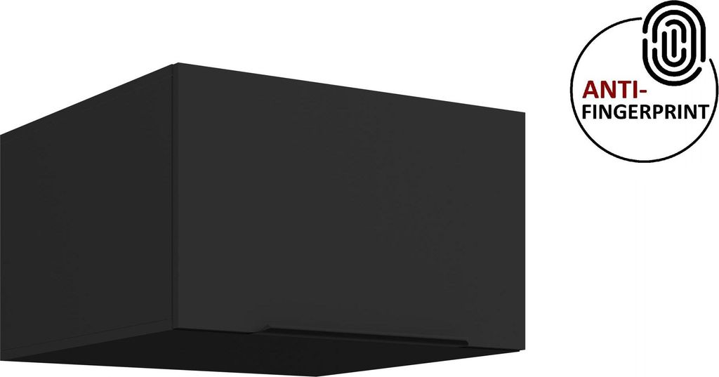 Küchen Aufsatzschrank 60 cm ARIA Schwarz ultra matt + Schwarz matt, hochwertige Fronten mit Anti Fingerprint Beschichtung Küchenzeile Küchenblock