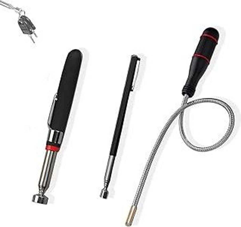 3 Stück Magnetstab, Tragbares Stabmagnet, Biegbare Teleskop Magnetheber, ausziehbarer Magnetstab, Magnet Teleskopstab,Magnetgreifer zum Aufnehmen ...