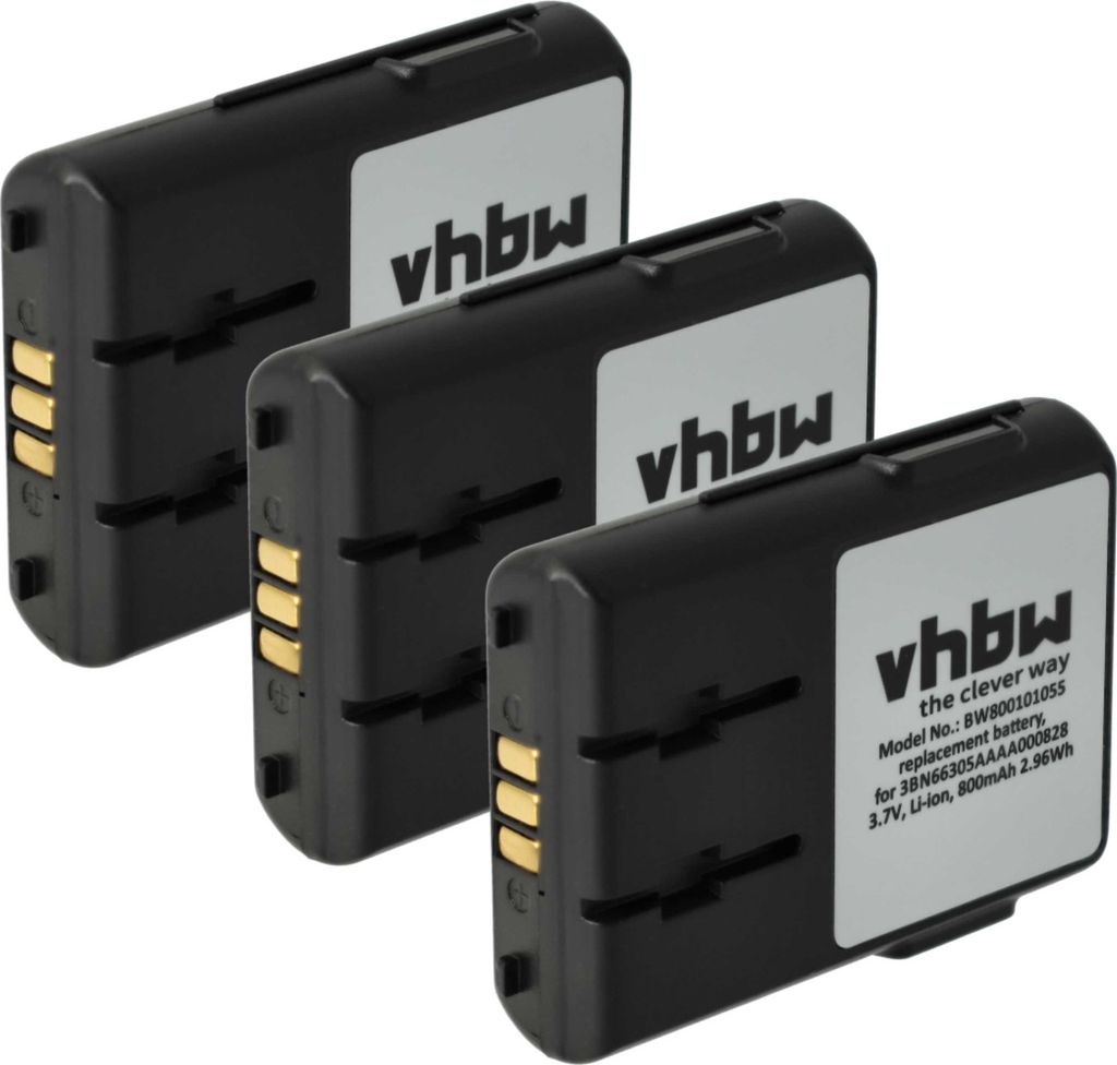 vhbw 3x Akku Ersatz für Alcatel 3BN66305AAAA000828 für schnurlos Festnetz Telefon (800 mAh, 3,7 V, Li-Ion)