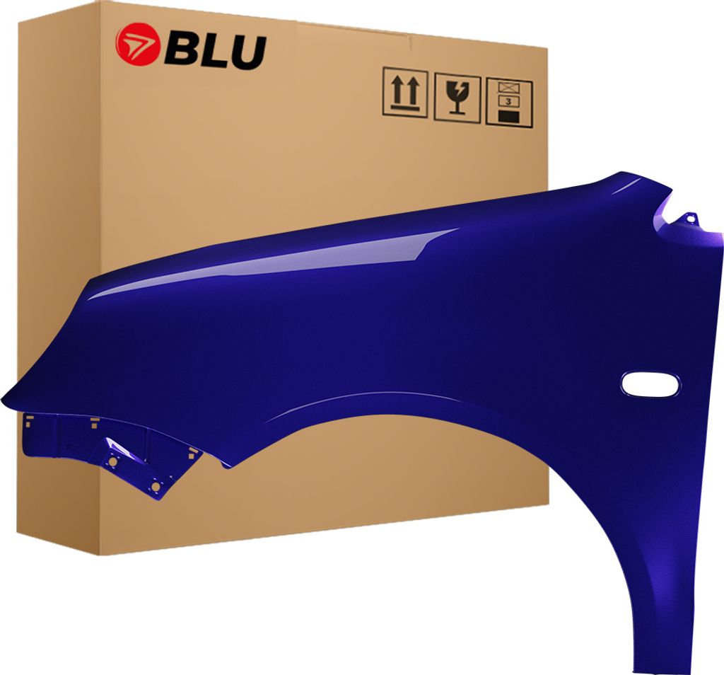 BLU Kotflügel Passend für VW Volkswagen Polo 9N IV 4 LB5N Links Blau IndigoBlau | 2001-2005 | Vorderseite Vorne | Lackiert | Einbaufertig