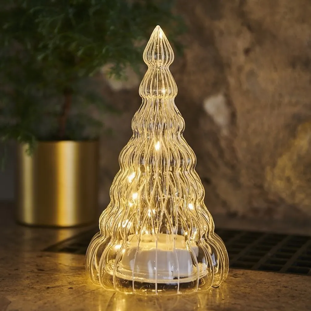 Arbre LED en Verre sans Fil Sirius Lucy 23,5 cm Éclairage Blanc Chaud