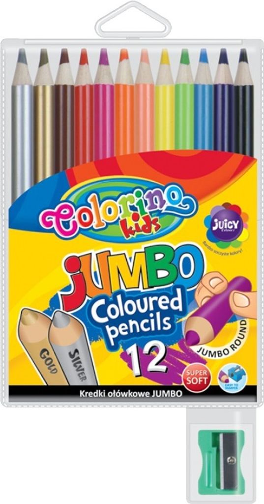 Jumbo runde Buntstifte 12 Farben + Anspitzer Colorino