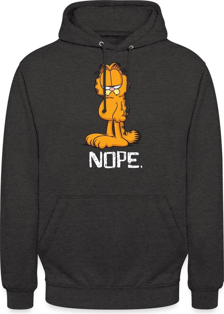 Spreadshirt Garfield Nope Nein Nö Kein Bock Lustig Uni Hoodie, S, Anthrazit