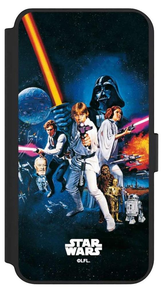 NIVOCASE Klapphülle für Samsung Galaxy S23+ Handyhülle aus Kunst Leder NIVOflip schwarz Episode IV Fanartikel Star Wars
