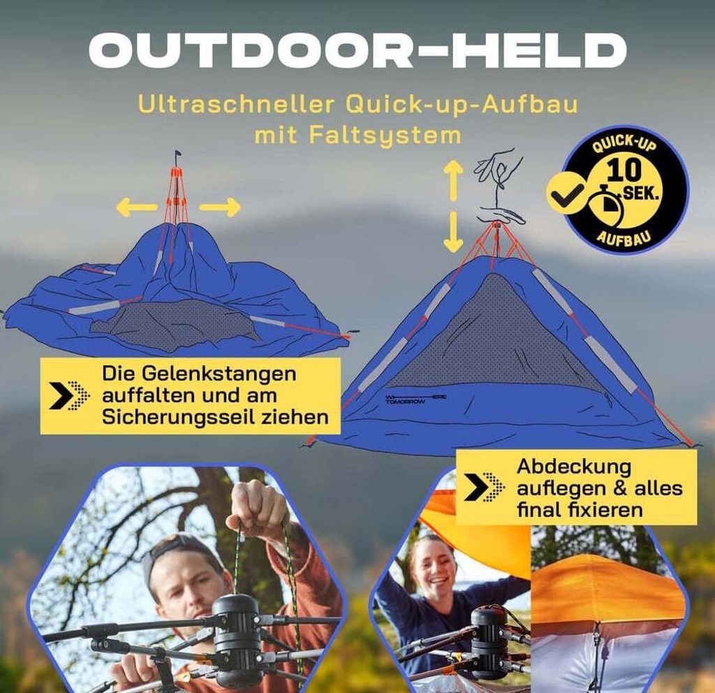 Where Tomorrow Pop Up Familienzelt Wurfzelt 3 Personen Zelt Produktbild 4