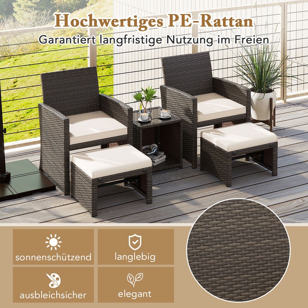 COSTWAY 5er Set Rattan Möbel Balkonset Gartenmöbel mit Produktbild 7