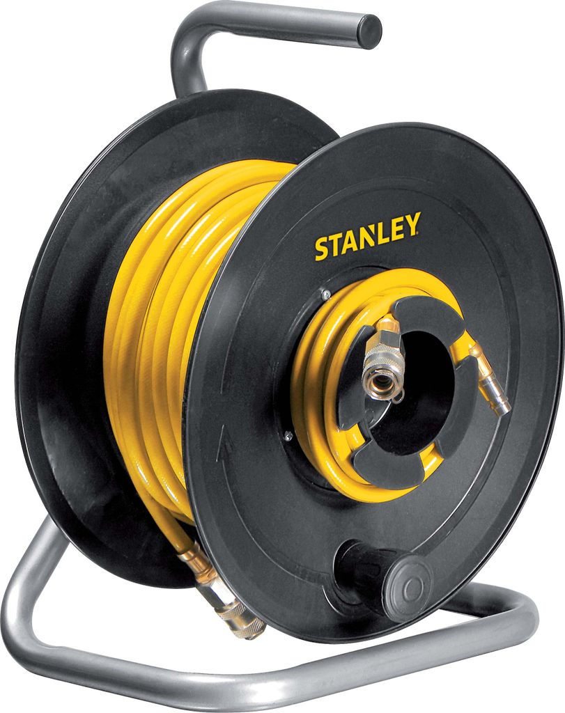 Stanley Druckluftschlauch mit Schlauchtrommel - 166013XSTN - 20 Meter - Max. 18 Bar - Durchmesser 8 x 12 mm - Europäische Schnellkupplung - Schwar...