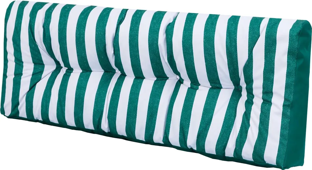 Coussin de palette 120x40 cm vert rayé pour banquette de jardin extérieur
