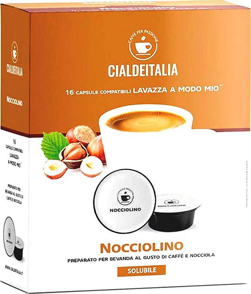 Cialdeitalia - Nocciolino Kapseln kompatibel mit Lavazza A Modo Mio Maschinen - Getränkepulver mit Kaffee und Haselnussgeschmack - 192 Kapseln