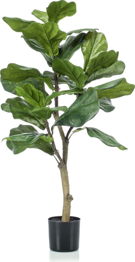 Green boutiQ - Kunstpflanze - Ficus Lyrata - Tabaksplant - 90 cm - Grün - Pflegeleicht - Hohe Qualität