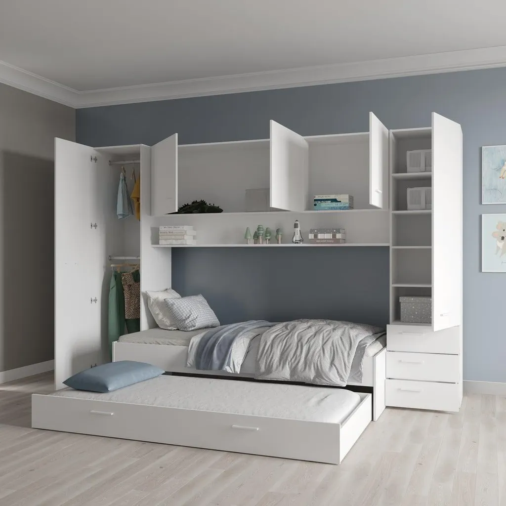 Tiroir de lit 90x200 blanc TALYA : Rangez tout sous le lit facilement