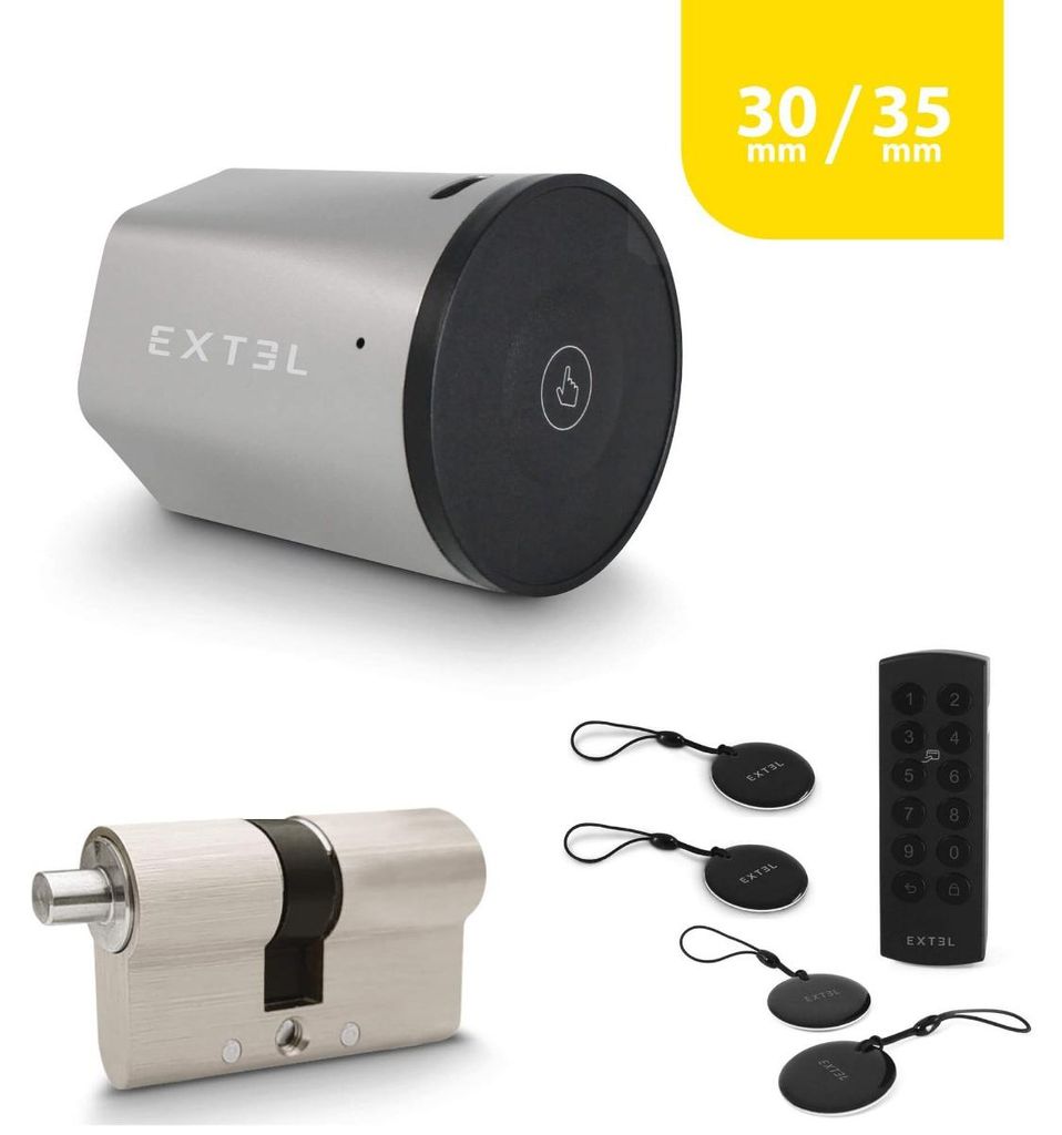 Extel Lock Smart Lock Set + Zylinder 30/35 mm + Funk-Tastatur + 2 zusätzliche Schlüsselkarten