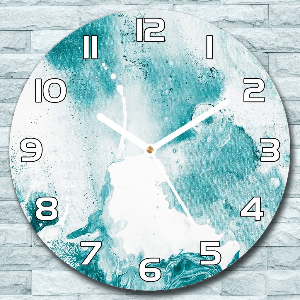 Wanduhr aus Glas Rund fi 30 Marmorfleck Quarz Deko Schlafzimmer Büro