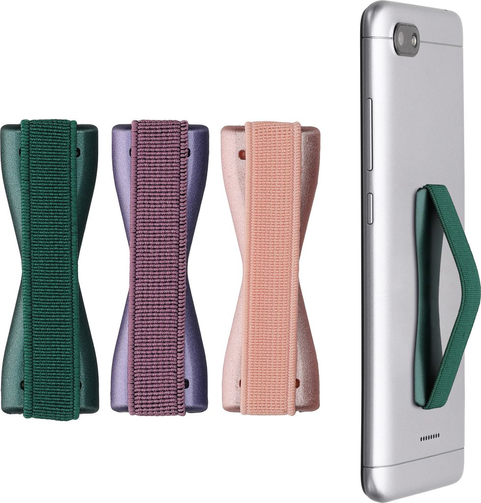 kwmobile Smartphone Fingerhalter 3 Set - Handy Halter Griff Halterung Einhandbedienung - 3x Handyhalter in Metallic Petrol Metallic Brombeere Metallic