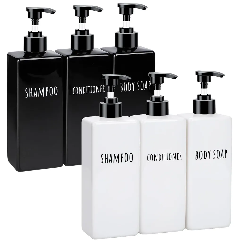 Distributeurs de Gel Douche 500ml avec Étiquettes Imprimées - Set 6