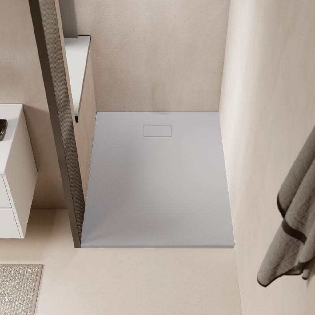 Letzte Größe 90 cm x 140 cm - Extra flache Duschwanne PIATTO aus Premium SMC grau