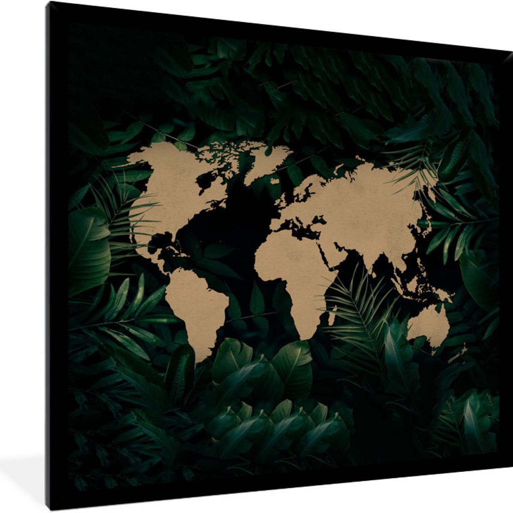 MuchoWow® MuchoWow® Gerahmtes Poster Weltkarte - Blumen - Produktbild 