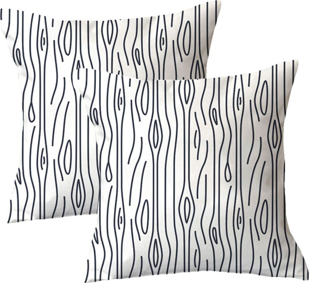 Dekorativer Überwurf-Kissenbezug, 2er-Set, Quadratische Couchkissen, Plüschfaser-Kissenbezug Für Couch, Sofa, Wohnzimmer, 45cm x 45cm, Schwarz U...