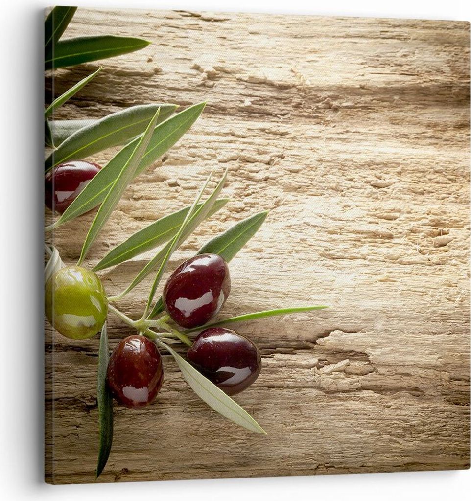 Bild auf Leinwand - Leinwandbild - Oliv italien aroma diät - 30x30cm - Wand Bild - Wanddeko - Leinwanddruck - Bilder - Kunstdruck - Wanddekoration...
