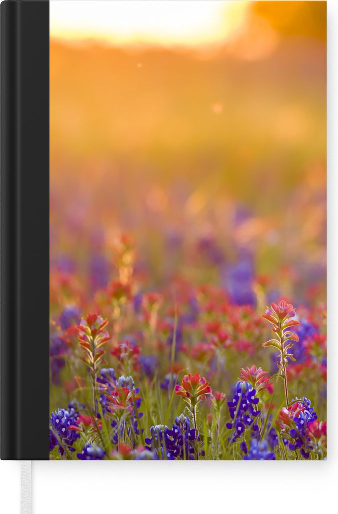 MuchoWow Notizbuch Tagebuch Haushaltsbuch Notebook A5 Blumen - Gold - Sonne - Notizblock - Notizheft - Notebook - Schreibblock - Papier