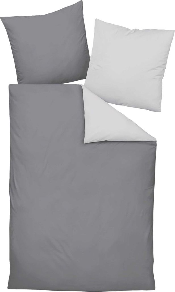Janine Mako-Satin Bettwäsche Design 31001 Farbe graphit Größe 135x200 + 80x80