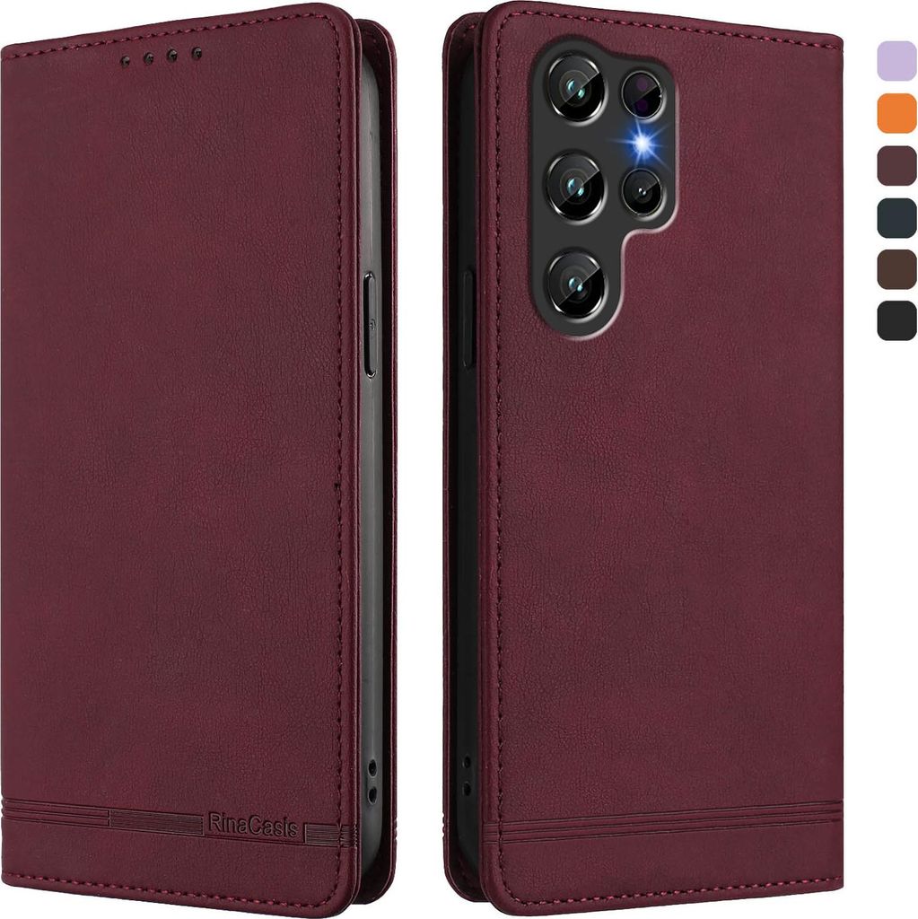 Hülle für Oukitel C61 / C61 Pro, Retro Kunstleder Ständer Klapphülle mit Kartenfächer und Magnetische Rot