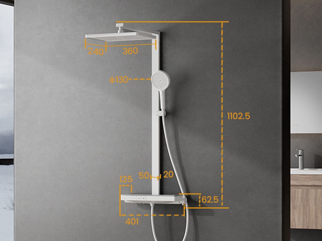 EMKE Duschsystem mit Thermostat, 36x24cm Regenduschkopf, Produktbild 3