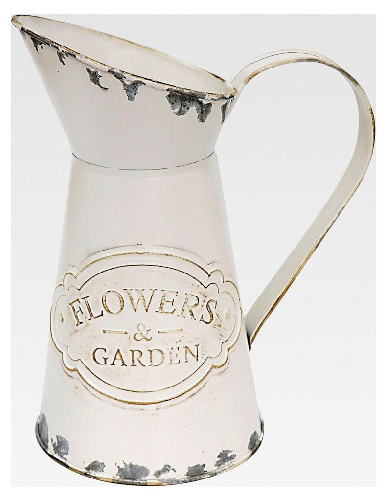 Krug im französischen Landhausstil, rustikale Metallblumenvase für Hochzeits- und Wohnraumdekoration