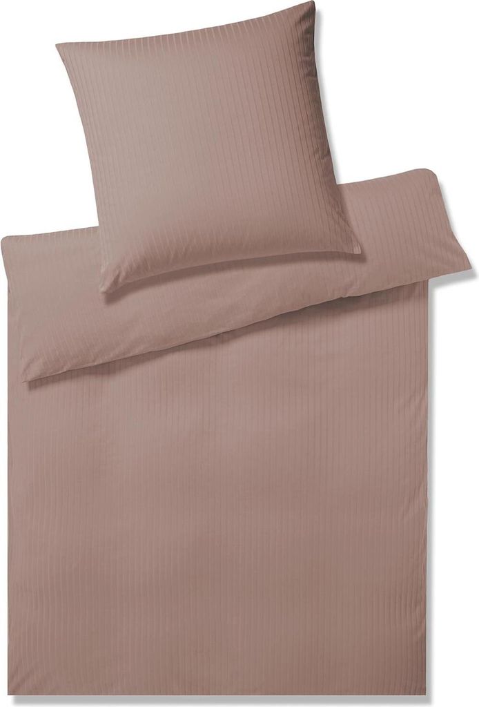 elegante Mako-Jersey Bettwäsche-Garnitur Solid Stripe Farbe Kakao Größe 40x80 155x220