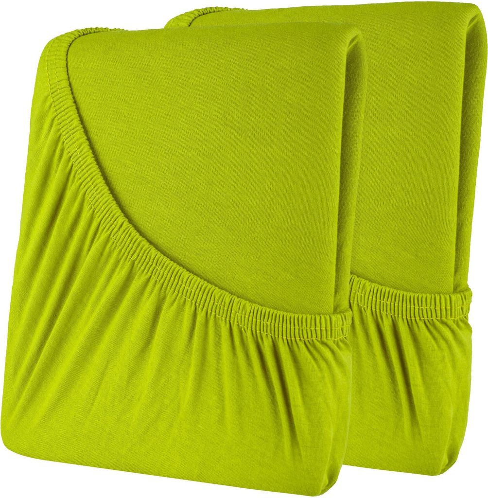 Doppelpack High-Line 160x200 hellgrün Baumwolle 180g/m² Rundumgummi