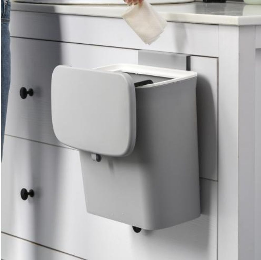 2,4 Gallonen Küchenkomposteimer für die Arbeitsplatte oder unter der Spüle, hängender kleiner Mülleimer mit Deckel für Schrank/Badezimmer/Sch...