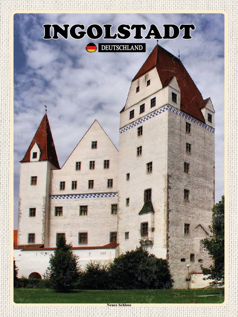 vianmo Holzschild 40x30 cm Ingolstadt Neues Schloss Bildmotiv Reisemotiv Abenteuer Reisen
