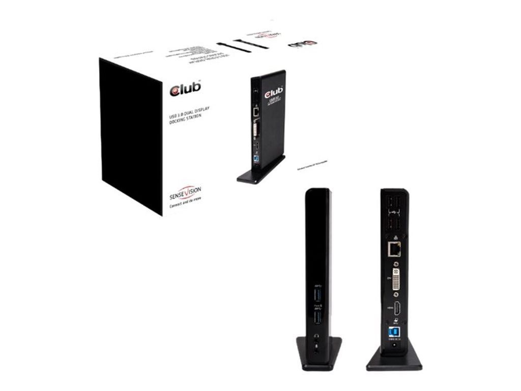Club 3D USB 3.0 Dual Display Docking Station - Schwarz-Klavierlack Display Link
