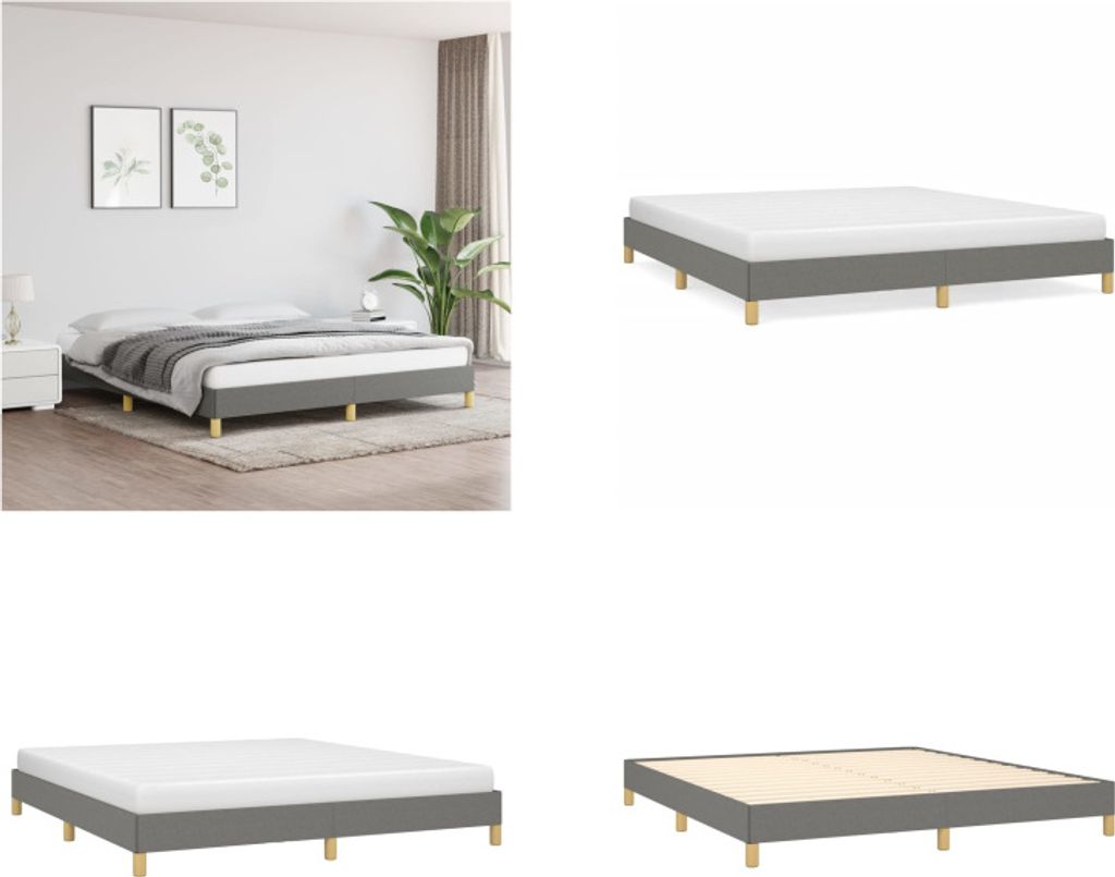 vidaXL Bettgestell Dunkelgrau 180×200 cm Stoff - Bettgestell - Bettgestelle - Bettrahmen - Bett